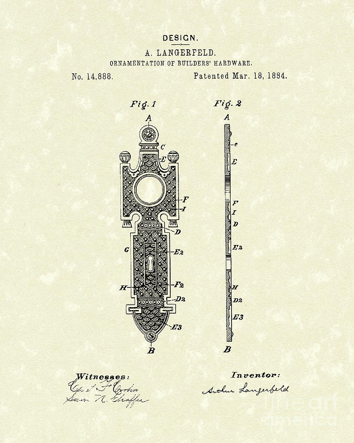Door Decal 1884 Patent Art Drawing by Prior Art Design
