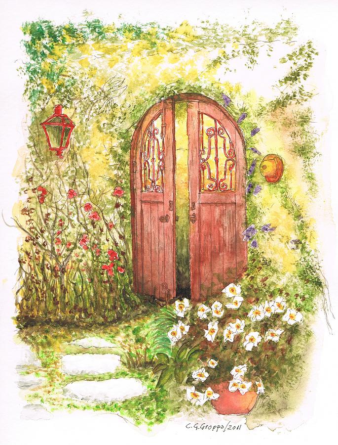 Door with a lantern Painting by Carlos G Groppa