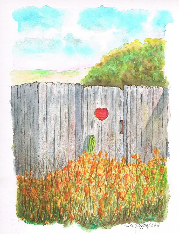 Door with heart in Lompoc - California Painting by Carlos G Groppa