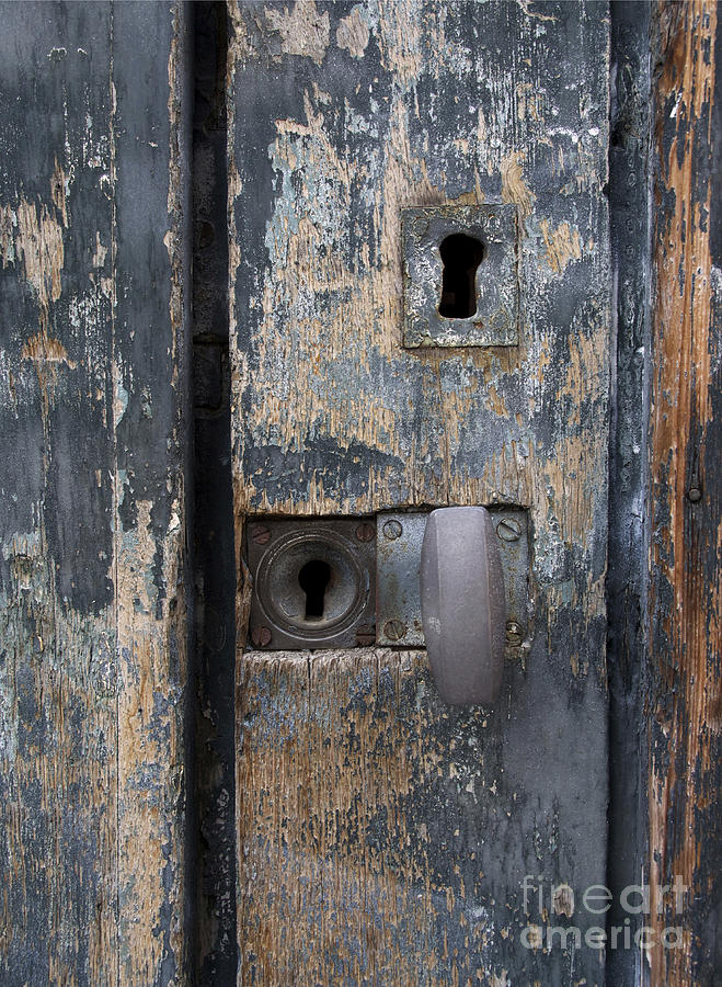 Close-up Photograph - Door with peeling paint by Bernard Jaubert