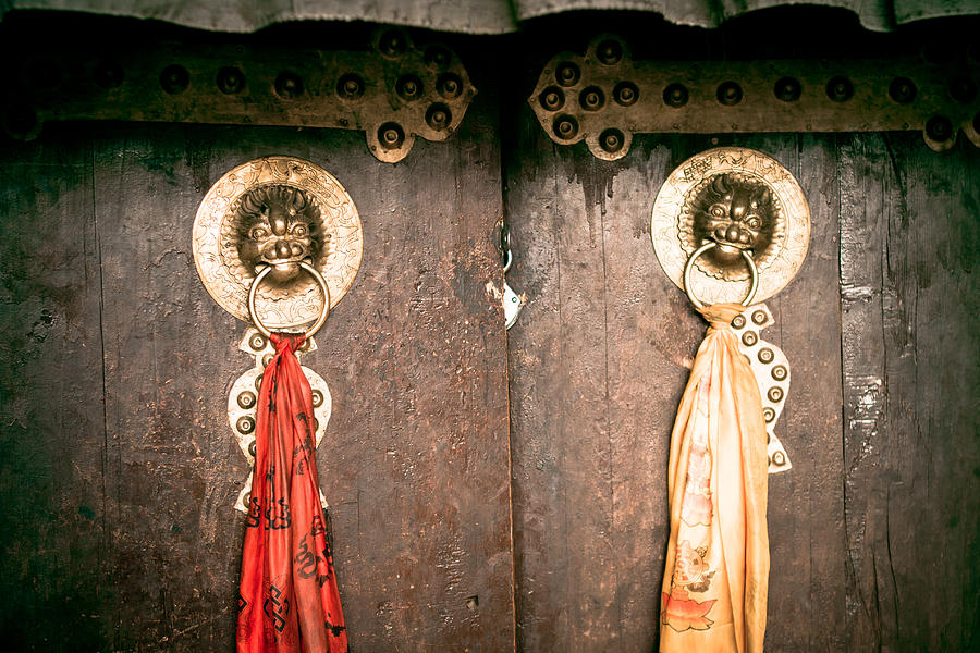 Milarepa Photograph - doors ZUTHRUL PHUG MONASTERY Milarepas Cave  by Raimond Klavins