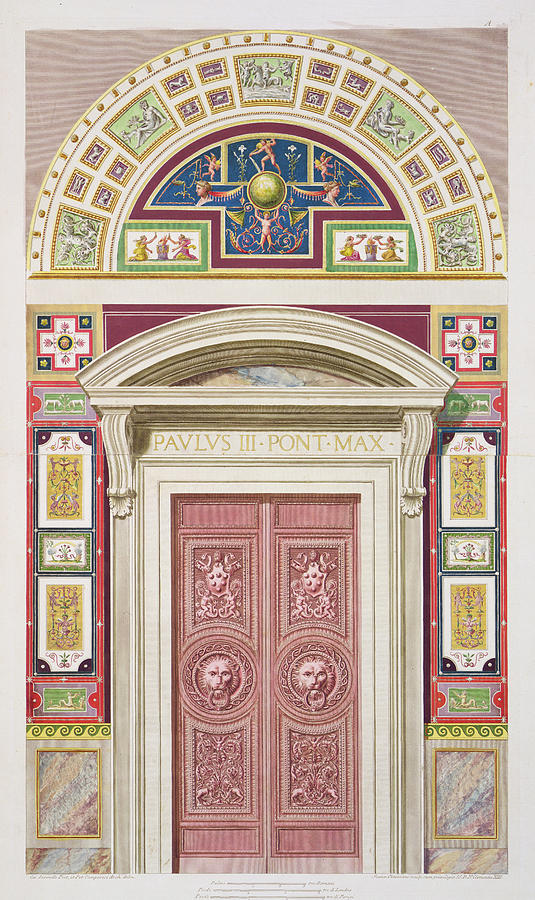 Renaissance Design Drawing - Doorway To The Raphael Loggia by G. & Camporesi, P. Savorelli