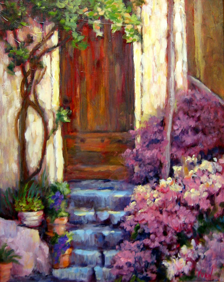 Doorway Pink Flowers Painting By Fran Mcdonald Berry - Fine Art America