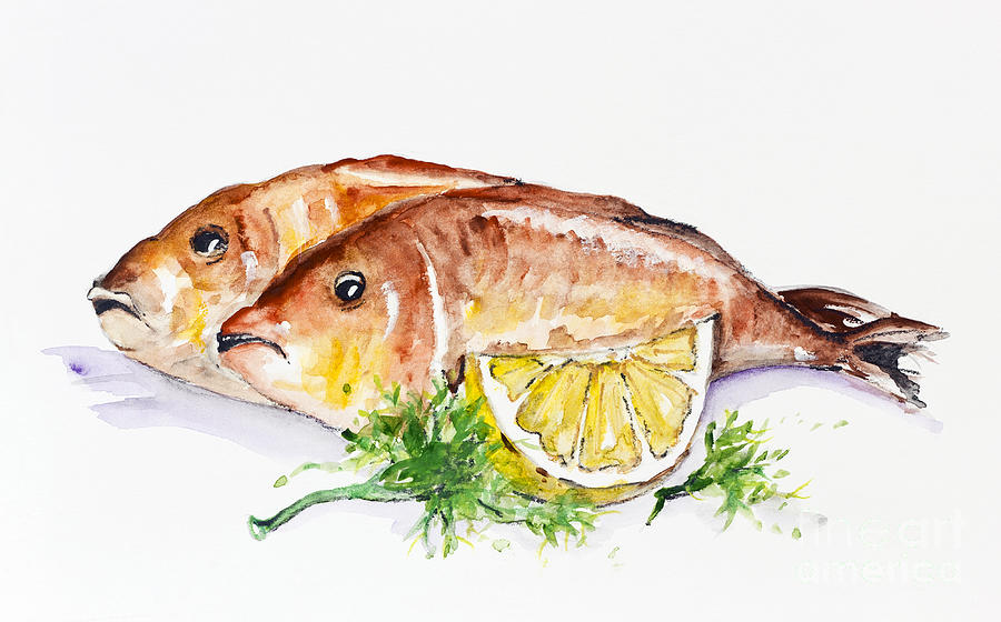 Fish Painting - Dorado fish by Irina Gromovaja