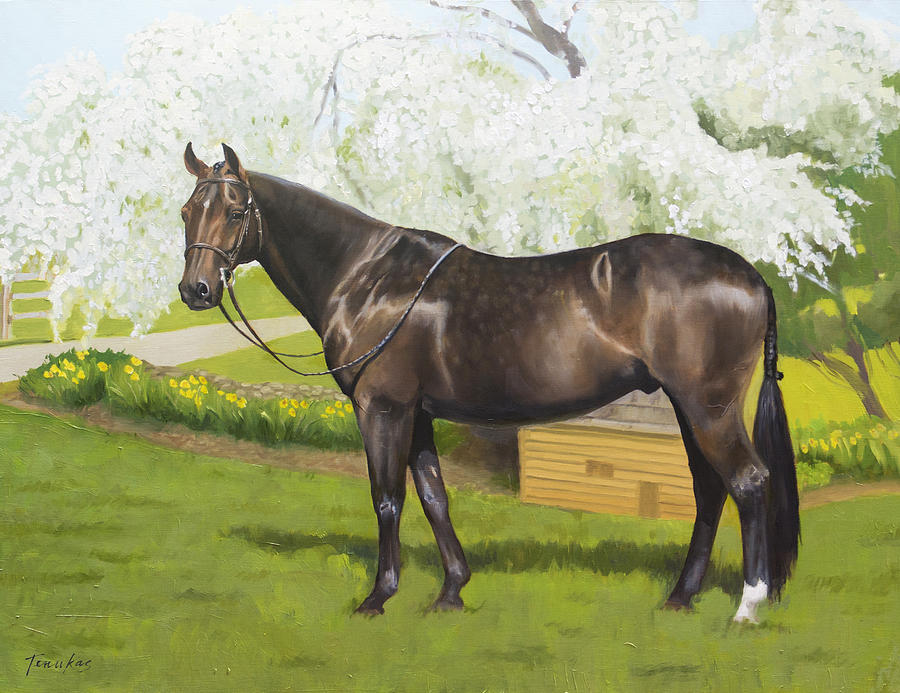 Horse Painting - Dorian by Linda Tenukas