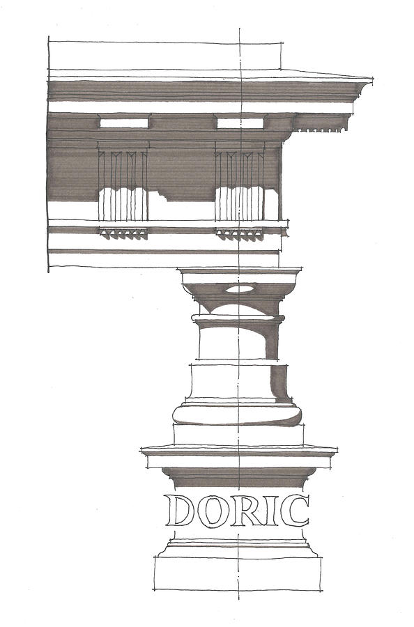 Architecture Drawing - Doric Order by Calvin Durham
