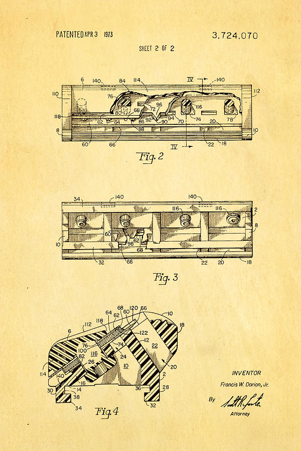 Vintage Photograph - Dorion Twin Blade Razor Patent Art 2 1973 by Ian Monk