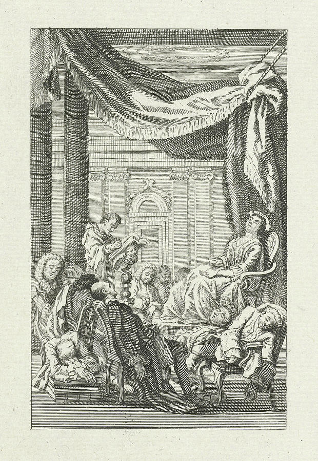 Dormant Figures Under A Canopy, Jacob Folkema Drawing by Jacob Folkema