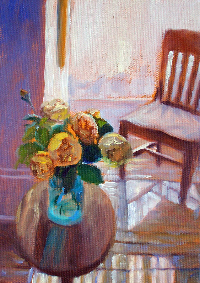 Rose Painting - Dormer Light- Morning Light and Roses by Bonnie Mason