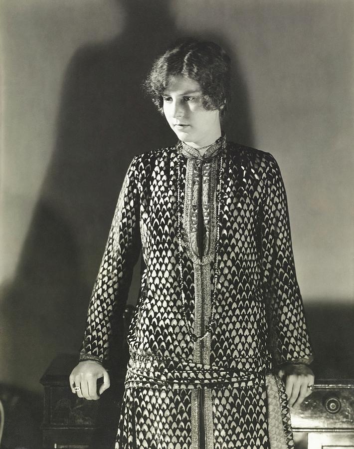 Dorothea Villard Wearing Patterned Dress Photograph by Charles Sheeler