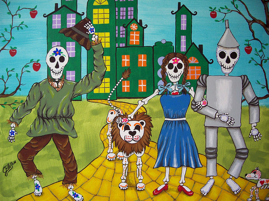 Toto Painting - Dorothy and Friends on the Yellow Brick Road by Julie Ellison