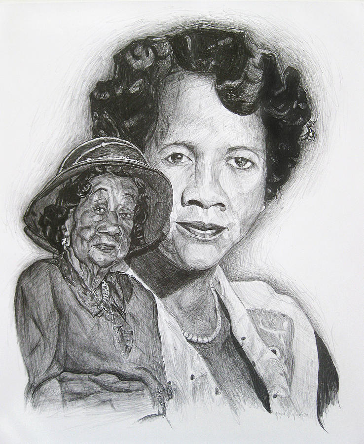 Dorothy Height - Double Portrait Drawing by Michael Morgan