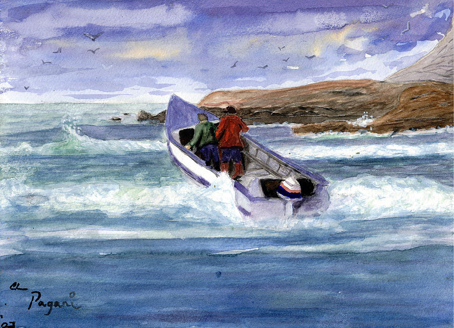 Dory Boat Heading To Sea Painting by Chriss Pagani
