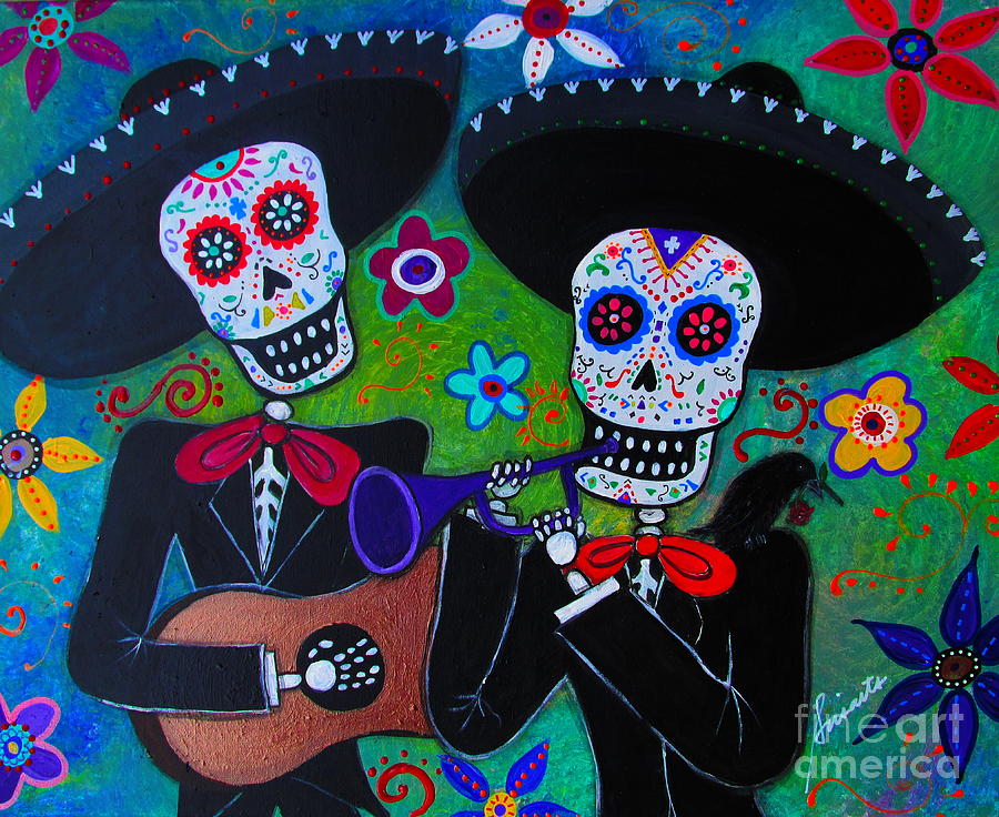 Music Painting - Dos Amigos Mariachi by Pristine Cartera Turkus