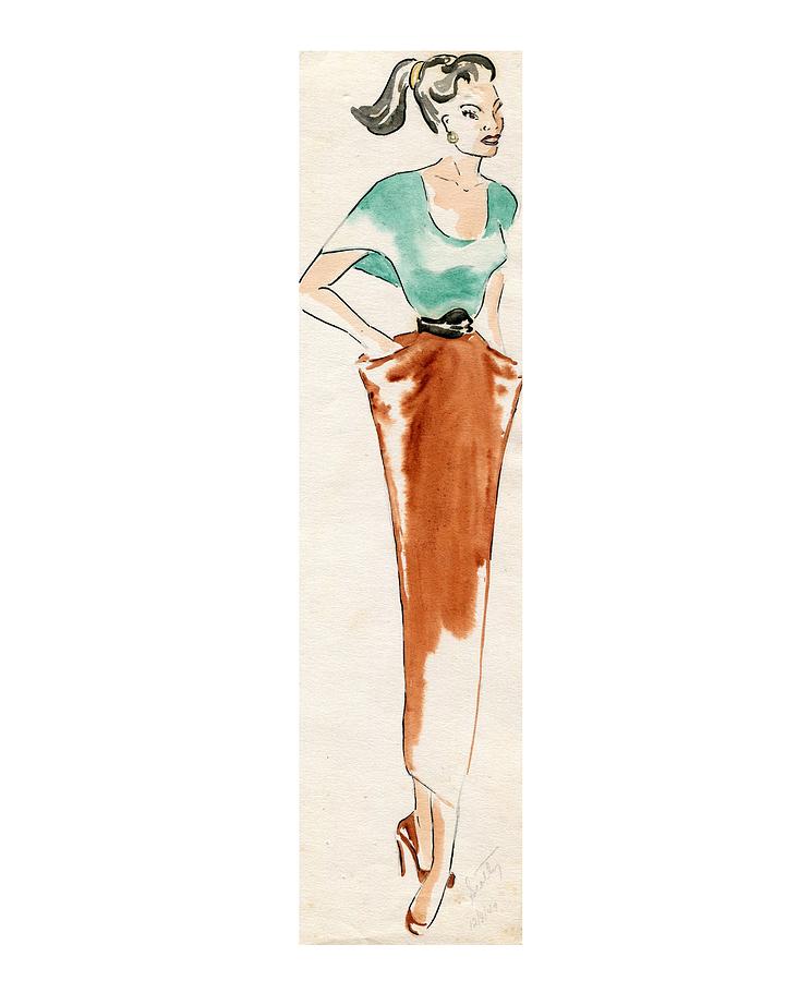 Fashion Painting - College Girl by Beverly Solomon Design Fashion Painting - College Girl by Beverly Solomon Design