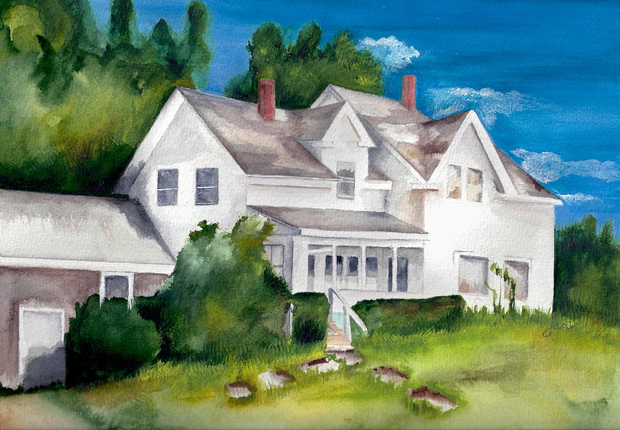 Landscape Painting - Dot and Vinals House in Castle Hill ME by Judith Rice