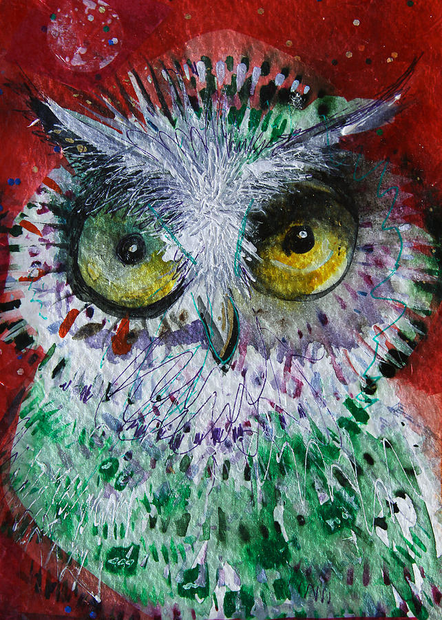 Owl Mixed Media - Dot by Laurel Bahe