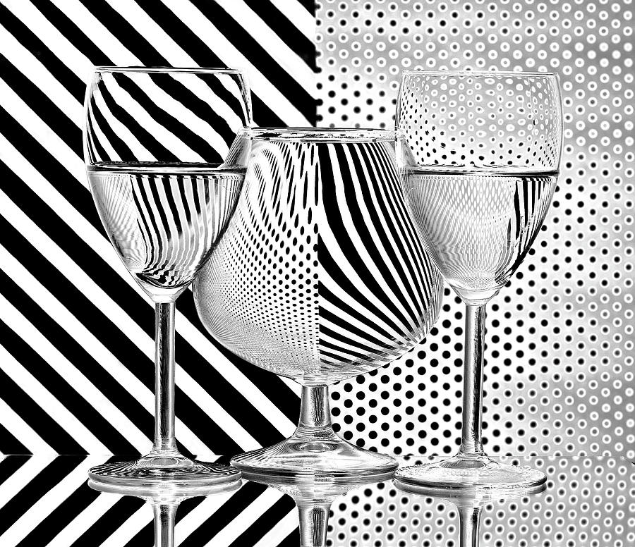 Black And White Photograph - Dots And Stripes by Aida Ianeva
