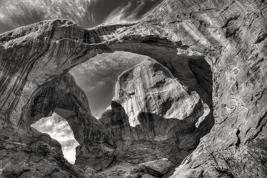 Double Arch Utah in Black and White Photograph by Pierre Leclerc Photography
