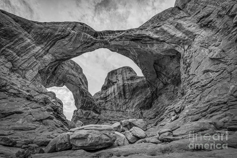 Arches National Park Photograph - Double Arches BW by Michael Ver Sprill