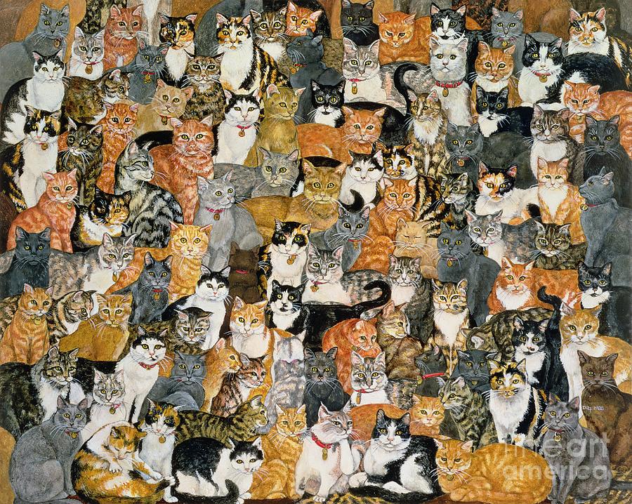 Cat Painting - Double Cat Spread by Ditz