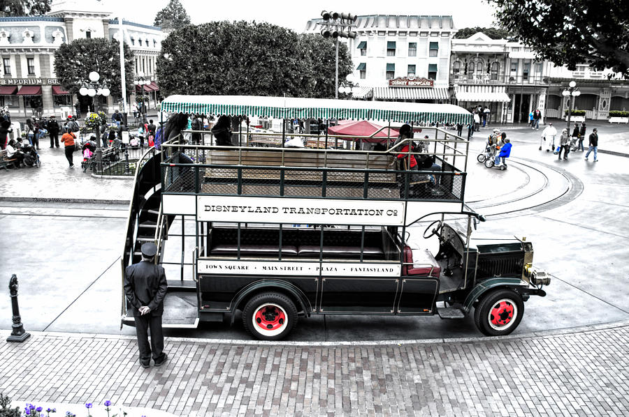 Transportation Photograph - Double Decker Bus Main Street Disneyland SC by Thomas Woolworth