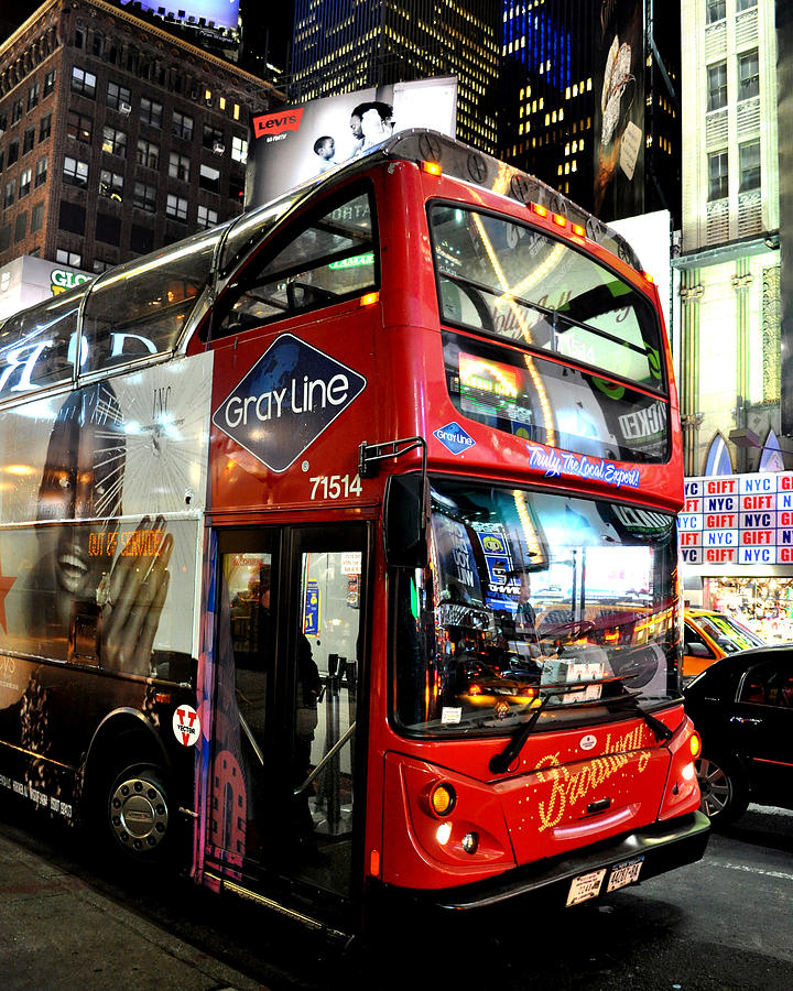 Times Square Photograph - Double Decker by Peter Cordice