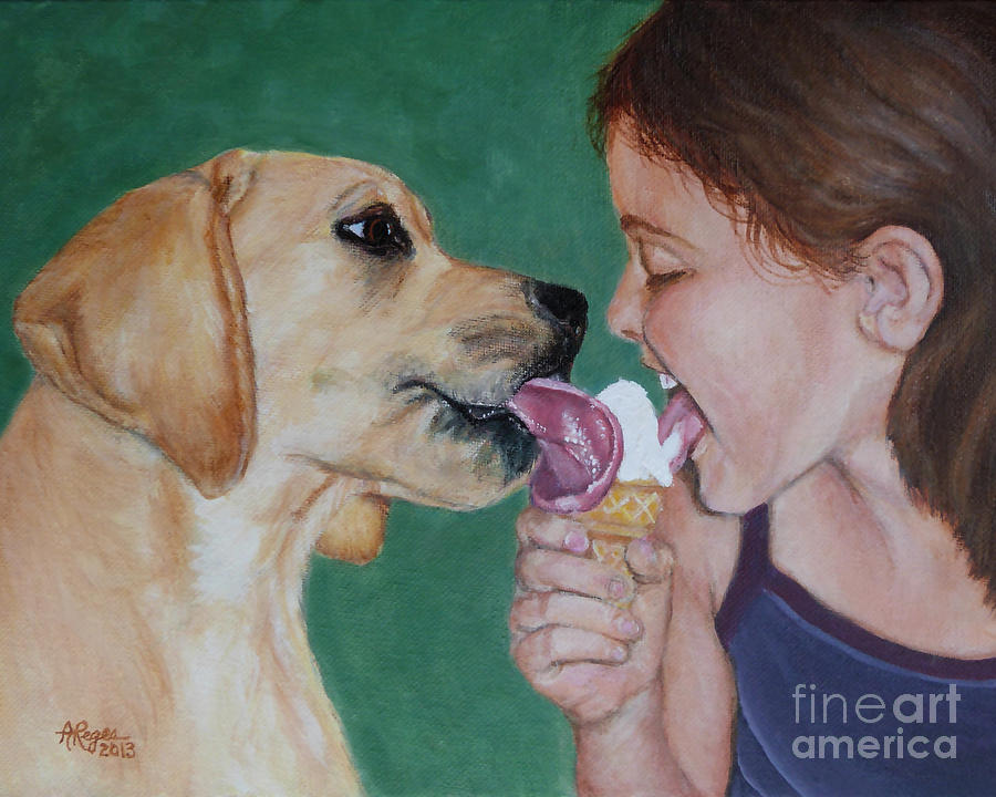 Double Dip - Ice Cream for Two Painting by Amy Reges