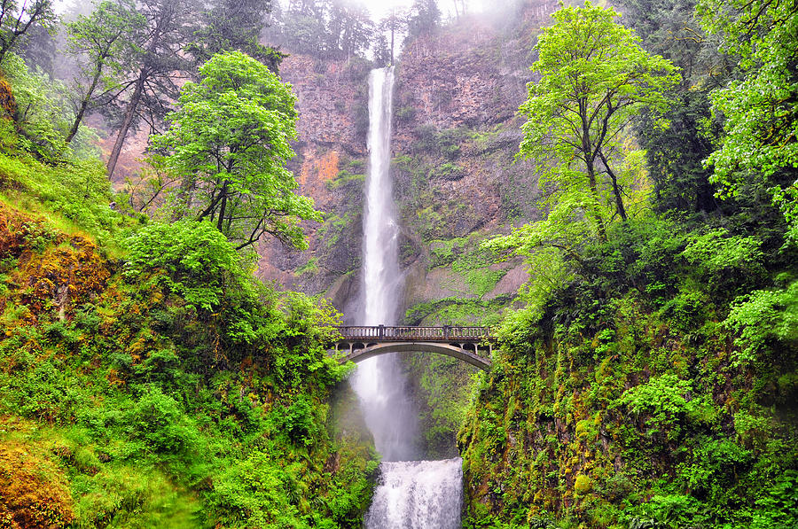 Double Falls - Multnomeh Falls - Columbia River Gorge - Oregon Photograph by Bruce Friedman