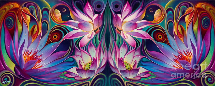 Fantasy Painting - Double Floral Fantasy 2 by Ricardo Chavez-Mendez