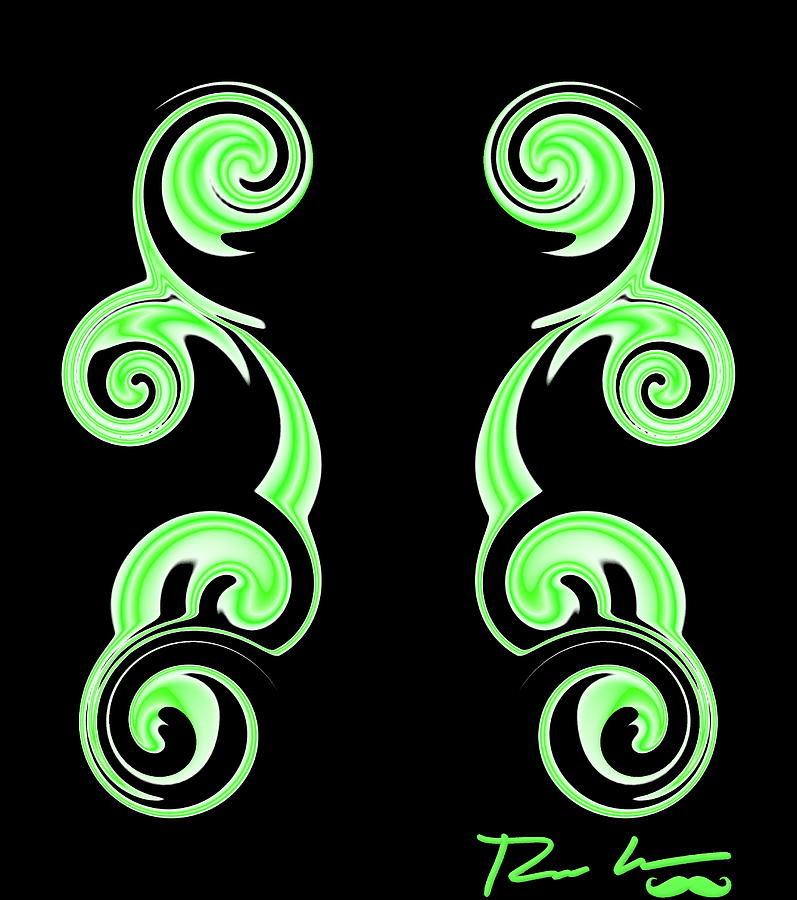 Double Green Swirl Digital Art