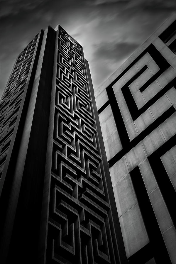 Black And White Photograph - Double Maze by Khalid Jamal