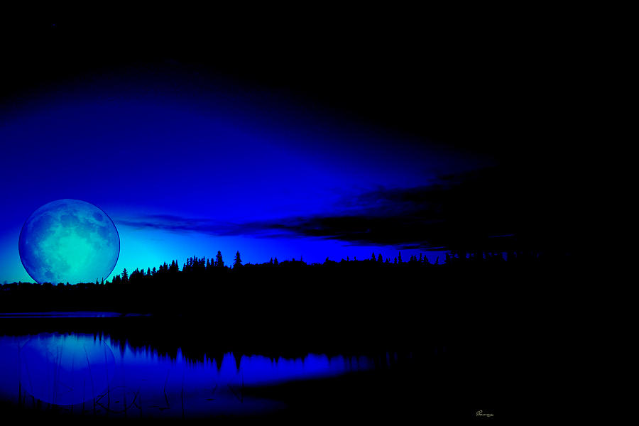 Double Moon Digital Art by Andrea Lawrence