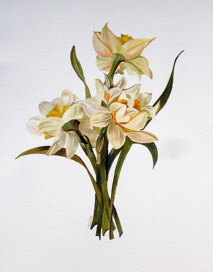 Double Narcissi Spring Flower Bouquet  Painting by Taiche Acrylic Art