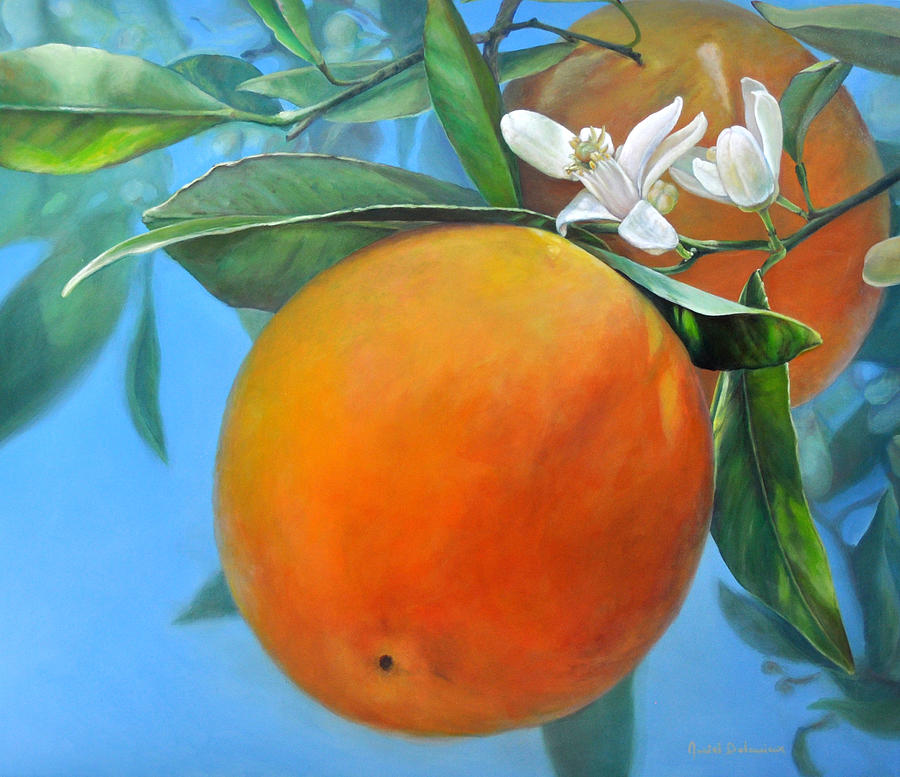 Double Orange Painting by Muriel Dolemieux