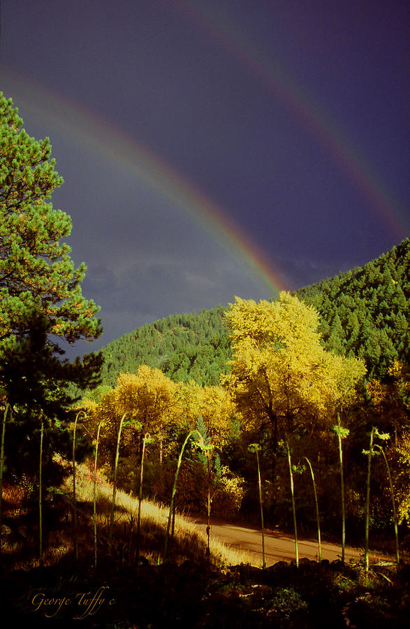 Double rainbow autumn Photograph by George Tuffy