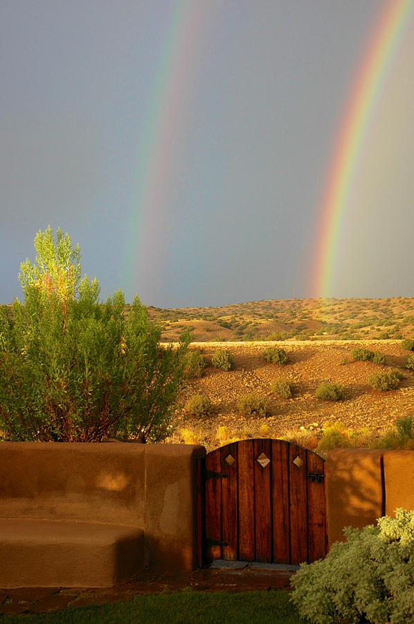Double Rainbow Beyond the Gate Photograph by Mary Lee Dereske