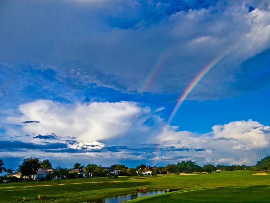 Golf Photograph - Double Rainbow by Dennis Dugan