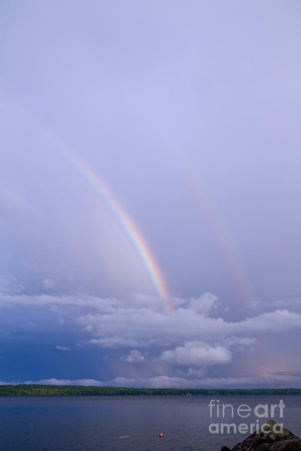 Double Rainbow II Sebago Lake ME. Photograph by Butch Lombardi
