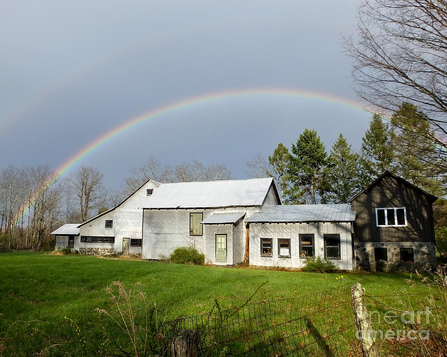 Double Rainbow Over Barn Photograph by Kristen Fox
