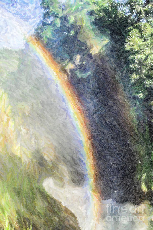 Double Rainbow over Murchison Falls Waterfall Uganda Africa Digital Art by Liz Leyden