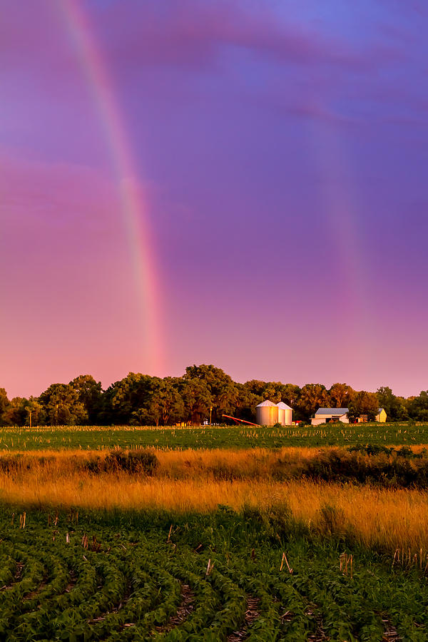 Double Rainbow Over the Farm Photograph by Ron Pate