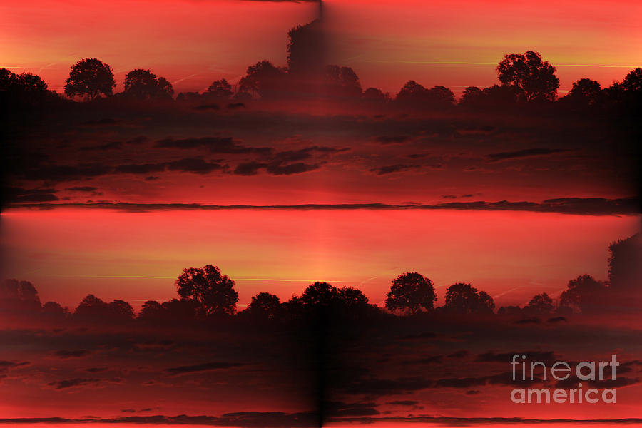 Nature Photograph - Double red sunrise by Four Hands Art