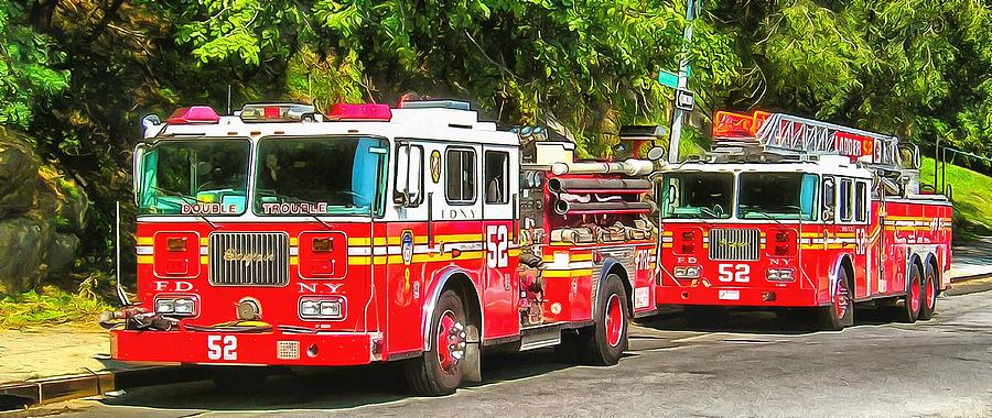 Double Trouble New York Fire Trucks Photograph by Mick Flynn