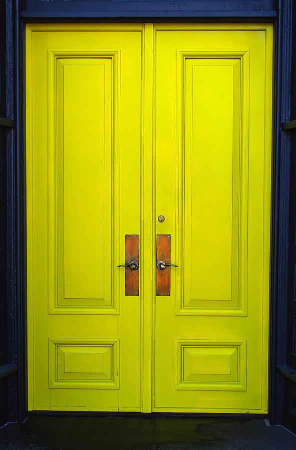 Architecture Photograph - Double Yellow Doors by Tikvahs Hope