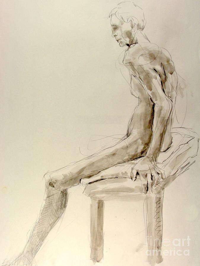 Nude Drawing - Doug on Bench by Andy Gordon