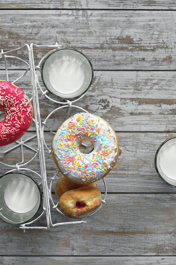 Doughnuts And Milk Photograph by A.y. Photography