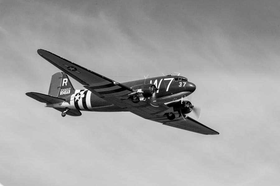 Douglas C-47 Skytrain Whiskey 7 black and white version Photograph by Gary Eason