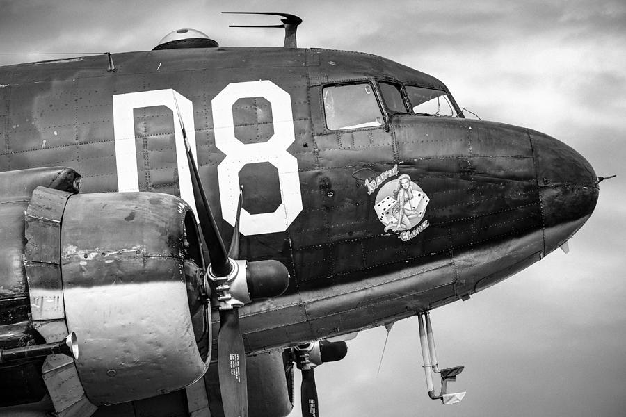Black And White Photograph - Douglass C-47 Skytrain - Nose Section - Dakota by Gary Heller