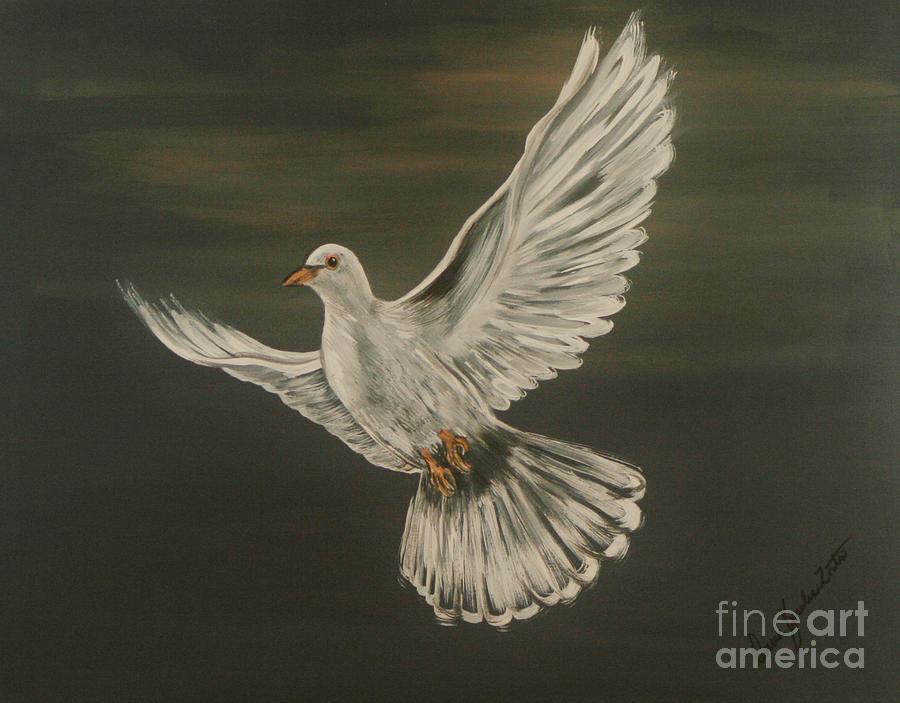 Dove in Flight Painting by Doreen Karales Zonts - Pixels